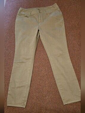 NYDJ Ami Skinny Khaki Jeans LiftTuck Size 14 With A 28in Inseam